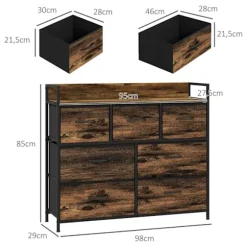 Rootz stofskuffekiste - Skænk - Organiseringsmøbler - Melaminbelagt top - Stabil stålramme - 98cm x 29cm x 85cm