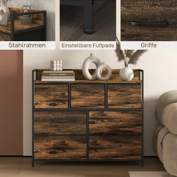 Rootz stofskuffekiste - Skænk - Organiseringsmøbler - Melaminbelagt top - Stabil stålramme - 98cm x 29cm x 85cm