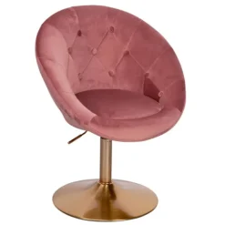 Rootz stol fløjl pink - guld design drejestol - Club lænestol polstret stol med ryglæn - Drejelig lænestol Cocktail lænestol Lounge - Lænestol med sto | Fyndiq