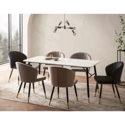 Rootz Stor spisebord - Moderne spisebord - Marmor Look Bord - Sæder 8 personer - 180 cm x 90 cm x 76 cm