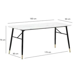 Rootz Stor spisebord - Moderne spisebord - Marmor Look Bord - Sæder 8 personer - 180 cm x 90 cm x 76 cm
