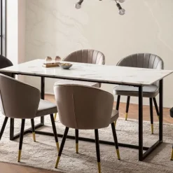 Rootz Stor spisebord - moderne design - marmorudseende - Sæder 8 - Robust metalramme - 160 cm x 80 cm x 76 cm