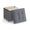 Rootz Storage fodskammel - Velvet Ottoman - Siddepladser med opbevaring - 37L kapacitet - 38x38x40cm - Grå