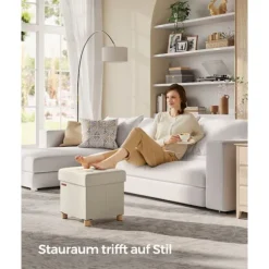 Rootz Storage Ottoman - Fodskammel - Legetøjskasse - Polstret skammel - MDF-ramme - Imiteret linned - 38cm x 38cm x 40cm