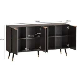 Rootz Stylfuldt skuffer - Moderne skænk - Opbevaringsenhed - Rummelig design - 150 cm x 81 cm x 39 cm