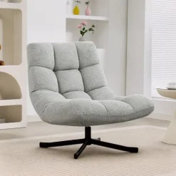 Rootz Swivel Lounge Chair - Accent Lænestol - Polstret Stol - Ekstra bredt sæde, Vandafvisende, Plys Komfort - Lysegrå - 75x95x90cm