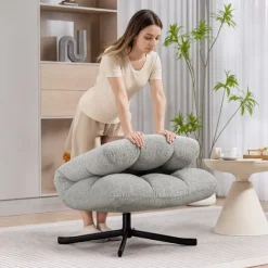 Rootz Swivel Lounge Chair - Accent Lænestol - Polstret Stol - Ekstra bredt sæde, Vandafvisende, Plys Komfort - Lysegrå - 75x95x90cm