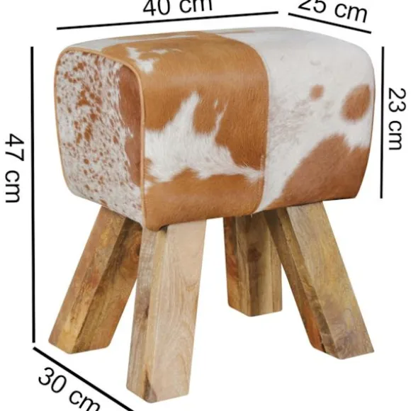 Rootz Taburet - Taburet - Puf - Fodskammel - Gedeskind - Mango Træ - Brun/Hvid - Springbok