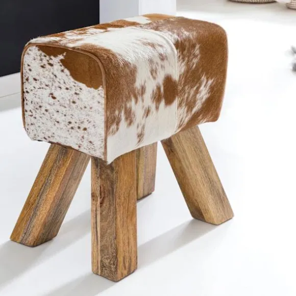 Rootz Taburet - Taburet - Puf - Fodskammel - Gedeskind - Mango Træ - Brun/Hvid - Springbok
