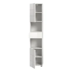 Rootz Tall Cabinet - Badeværelsesopbevaringsenhed - Højglans hvidt skab - Maksimal opbevaring - 38x190x34 cm