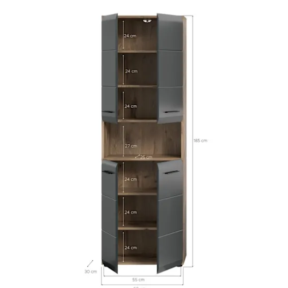 Rootz Tall Cabinet - Opbevaringsskab - Arrangør - Rigelig opbevaring - 60x185x30 cm