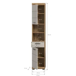 Rootz Tall Cabinet - Opbevaringsenhed - Organisering af reoler - Holdbar MDF -brown - 37x191x31 cm