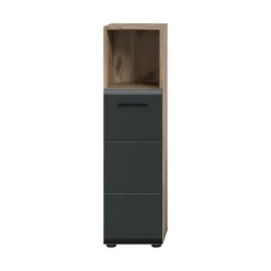 Rootz Tall Standing Cabinet - Fritstående opbevaring - smal arrangør - sort og brun - 2 justerbare hylder - 30x110x30cm