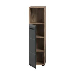 Rootz Tall Standing Cabinet - Fritstående opbevaring - smal arrangør - sort og brun - 2 justerbare hylder - 30x110x30cm