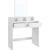 Rootz Toiletbord - Comestica Bord - Make-up bord - 2 skuffer - Spejl - Åbne rum - Forarbejdet træ - Hvid - 80 x 40 x 140 cm