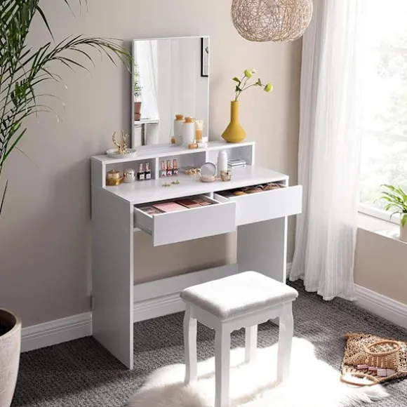 Rootz Toiletbord - Sminkebord - Makeup skrivebord - Spånplade med melaminbelægning - Anti-tip funktion - Nem montering - Vægmonteres - 80 cm x 40 cm x | Fyndiq