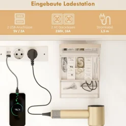 Rootz Toiletbord - Vanity Desk - Makeup Station - LED-spejl, stikkontakter, opbevaring - Organiseret morgenrutine - 118x78x135cm, Hvid