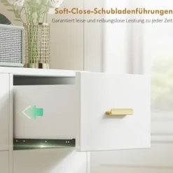 Rootz Toiletbord - Vanity Desk - Makeup Station - LED-spejl, stikkontakter, opbevaring - Organiseret morgenrutine - 118x78x135cm, Hvid