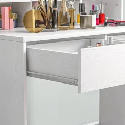 Rootz Toiletbord - Vanity Desk - Makeup Bord - Rigelig opbevaring og belysning - 80W x 40D x 135H cm