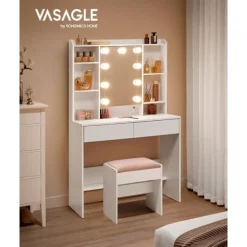 Rootz Toiletbord - Vaskebord - Makeup Skrivebord - Spånplademateriale - Rummelig opbevaring - Nem montering - Anti-tip funktion - Cloud White - 40 cm | Fyndiq