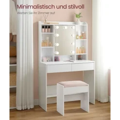 Rootz Toiletbord - Vaskebord - Makeup Skrivebord - Spånplademateriale - Rummelig opbevaring - Nem montering - Anti-tip funktion - Cloud White - 40 cm | Fyndiq