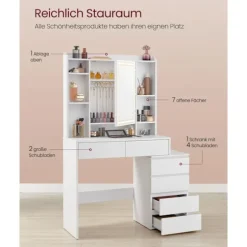 Rootz Toiletbord med LED-belysning - Sminkebord - Makeupbord - Moderne design - Cloud White - 120cm x 40cm x 75cm