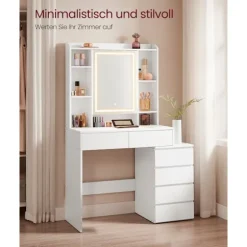 Rootz Toiletbord med LED-belysning - Sminkebord - Makeupbord - Moderne design - Cloud White - 120cm x 40cm x 75cm