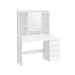 Rootz Toiletbord med LED-lys - Sminkebord - Makeup skrivebord - Moderne - Cloud White - 120cm x 60cm x 75cm