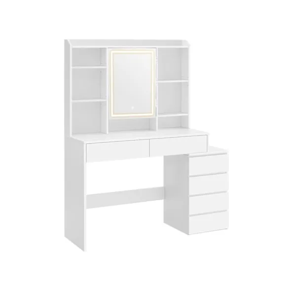 Rootz Toiletbord med LED-lys - Sminkebord - Makeup skrivebord - Moderne - Cloud White - 120cm x 60cm x 75cm