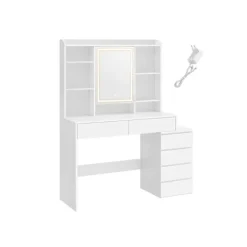 Rootz Toiletbord med LED-lys - Sminkebord - Makeup skrivebord - Moderne - Cloud White - 120cm x 60cm x 75cm