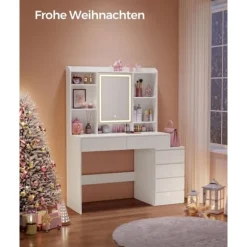Rootz Toiletbord med LED-lys - Sminkebord - Makeup skrivebord - Moderne - Cloud White - 120cm x 60cm x 75cm