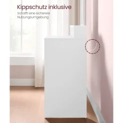 Rootz Toiletbord med spejl og 2 skuffer - Vaskebord - Makeup skrivebord - Hvid - 40 cm x 60 cm x 127 cm - Ingen batterier påkrævet