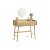 Rootz Toiletbord med spejl og belysning - Vaskeskabssæt - Makeupbord - Massive træben - MDF - Eg Beige - 43cm x 90cm x 82cm