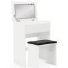 Rootz Toiletbord 60x81x40 cm Hvidt Konsolbord Træ Moderne - Kosmetikbord med skammel og spejl - Hvidt toiletbord med klaprum - Moderne make-up bord pi | Fyndiq