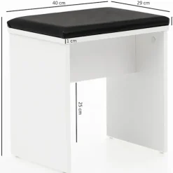Rootz Toiletbord 60x81x40 cm Hvidt Konsolbord Træ Moderne - Kosmetikbord med skammel og spejl - Hvidt toiletbord med klaprum - Moderne make-up bord pi | Fyndiq