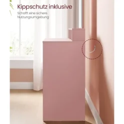 Rootz Toiletbordssæt med spejl - Sminkebord - Makeup skrivebord - 2 skuffer - Pastel Pink - 40cm x 60cm x 127cm