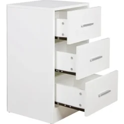 Rootz træ natkonsol Moderne skænk med 3 skuffer hvid Design Natbord 37,5 x 68 x 35 cm - Ekstra højt natbord