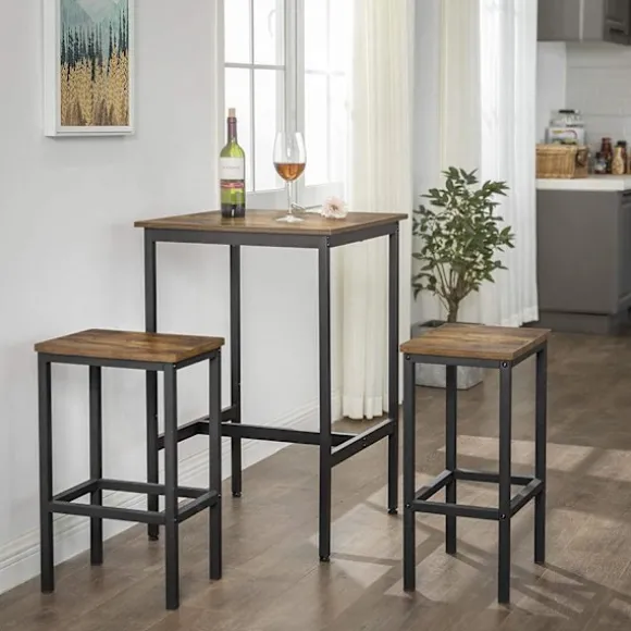 Rootz Træbarbord - Vintage køkkenbord - Køkkenbarborde - Højt skrivebord - Industrielt - Træ & Metal - 60 x 60 x 90 cm