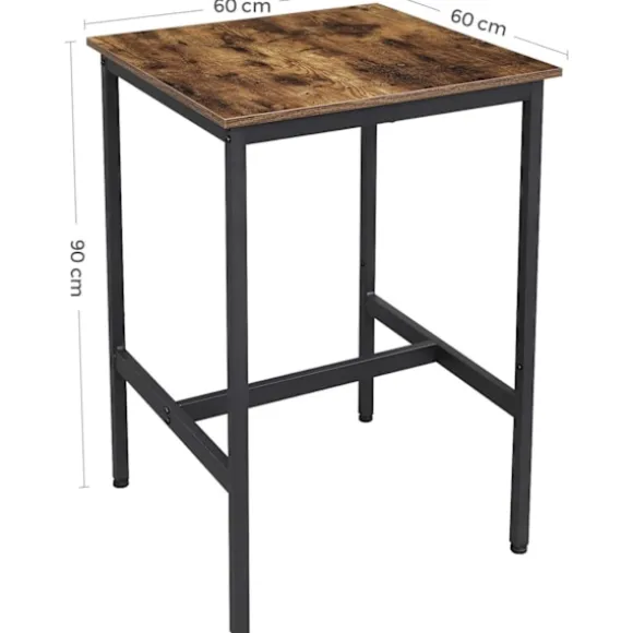 Rootz Træbarbord - Vintage køkkenbord - Køkkenbarborde - Højt skrivebord - Industrielt - Træ & Metal - 60 x 60 x 90 cm