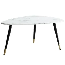 Rootz trekantet sofabord - Moderne sofabord - Stilfuldt stuebord - Marmorlook - 90cm x 60cm x 41cm
