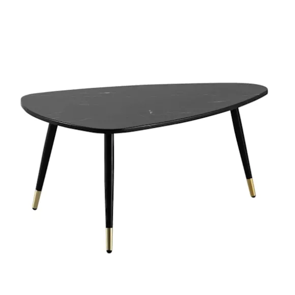 Rootz trekantet sofabord - moderne sofabord - stuebord - marmorlook - sikre metalben - 90 cm x 60 cm x 41 cm