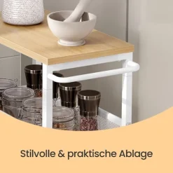 Rootz Troting Trolley - Kitchen Cart - Smal Niche Shelf - Rumbesparende værktøj - 22 cm x 45,4 cm x 77 cm - eg farve hvid
