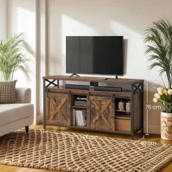 Rootz TV Cabinet Vintage Country Style - Media Console - Retro TV Stand - Chipboard & Steel - 40 cm x 147 cm x 76 cm