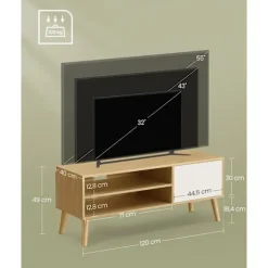 Rootz TV -kabinet - Mediekonsol - Underholdningsstand - Brown & White - Stor opbevaring - 120 cm x 40 cm x 49 cm
