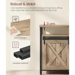 Rootz TV -kabinet - Stand - Media Console - Robust stål - 40 x 147 x 76 cm - Op til 65 