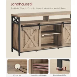 Rootz TV -kabinet - Stand - Media Console - Robust stål - 40 x 147 x 76 cm - Op til 65 