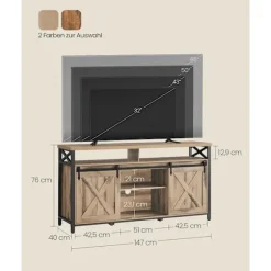 Rootz TV -kabinet - Stand - Media Console - Robust stål - 40 x 147 x 76 cm - Op til 65 