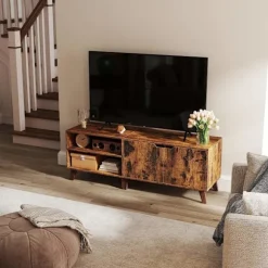 Rootz TV -kabinet - tv -bord - Underholdningsstativ - Justerbare hylder - Vintage Brown - 140 cm x 40 cm x 50 cm