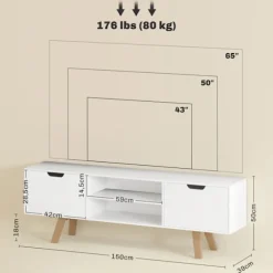 Rootz TV -kommode - TV -kabinet - Underholdningskonsol - Kabelstyring - 150 x 39 x 50 cm