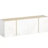 Rootz TV kommode - Tv-skab - Mediekonsol - Blødt lukkede døre - Hylder, der kan tilpasses - Højglans hvid - 135 cm x 38 cm x 45 cm